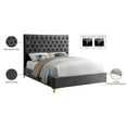 thumbnail image 6 of Maklaine Contemporary Solid Wood Tufted Velvet Full Bed in Gray, 6 of 9