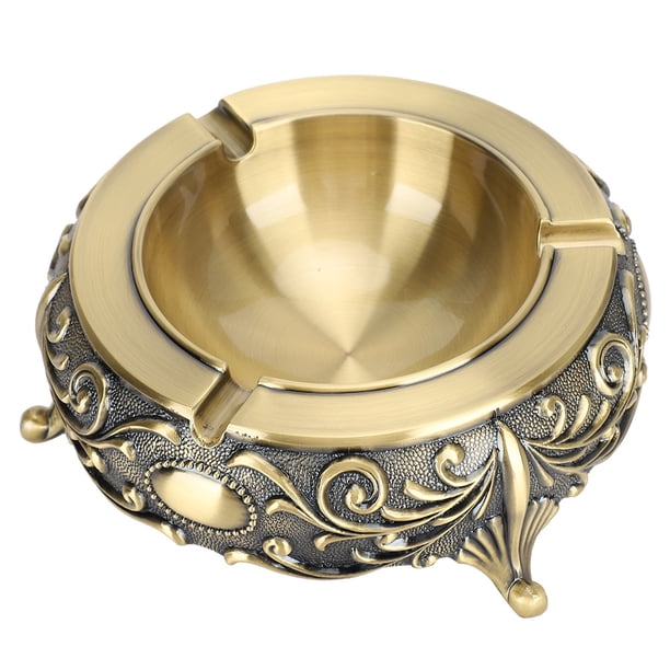 Cenicero Retro, decoración antigua para el hogar, la Oficina y la sala de estar, bandeja de tabaco para fumar de escritorio de Metal, accesorios artesanales para fumar para el hogar y la Oficina(Gris)