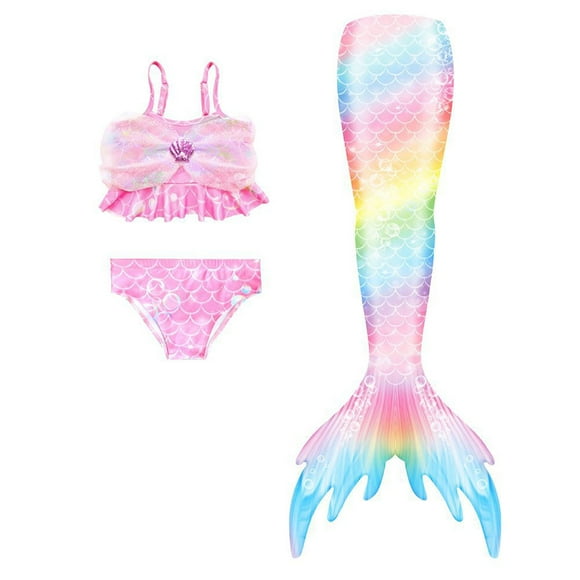 Girls' 3 Piece Swimsuit Fish Tail Set Tween Swimsuit Girls Tankini for Teens