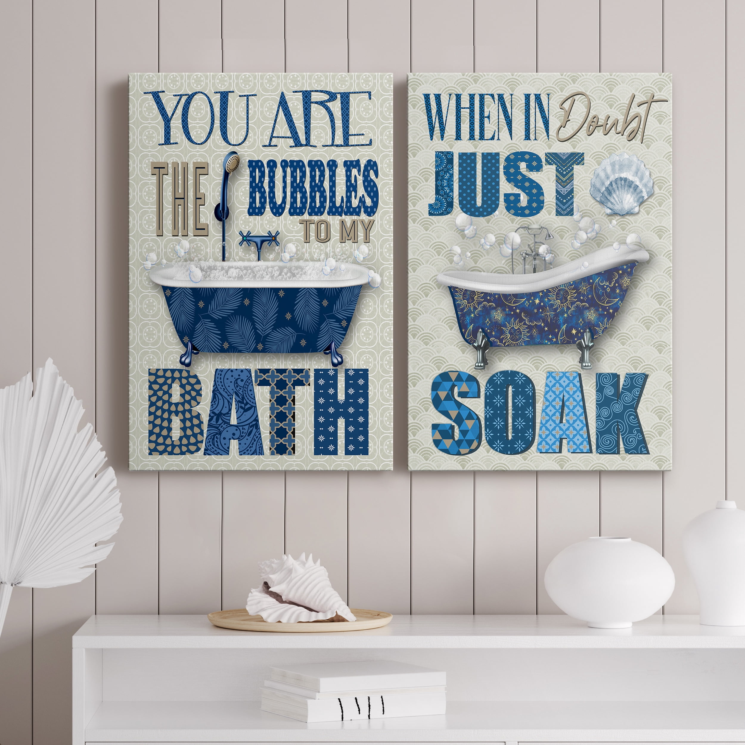 Bubble Bath Premium Gallery Wrapped Canvas - Ready to Hang - Set of 2 - 24 x 36 Each