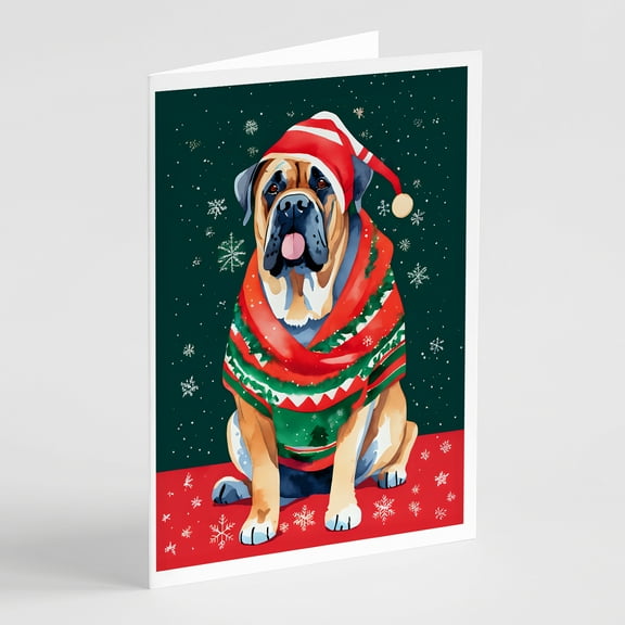 Mastiff Christmas Greeting Cards Pack of 8 7 in x 5 in