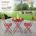 thumbnail image 4 of Benzara ALP-MSY100A-RD Metal Bistro Set with Two Chairs - Red, 4 of 5
