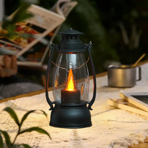 Zenithome Bougie Électronique à DEL avec Flamme Vacillante, Lanterne Vintage pour Décoration de Noël et d'Halloween, Veilleuse Portable pour Intérieur et Extérieur