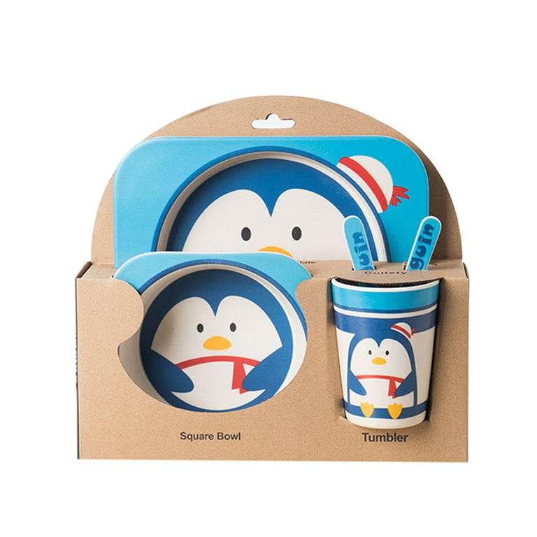 Primo Passi - Bamboo Fiber Kids Cup with Handle/Straw, Winter Friends (Penguin/Polar)