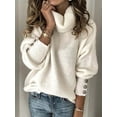 thumbnail image 2 of Gvmfive Women Long Sleeve Pullover Knit Sweater Turtleneck Button Jumper Tops, 2 of 4