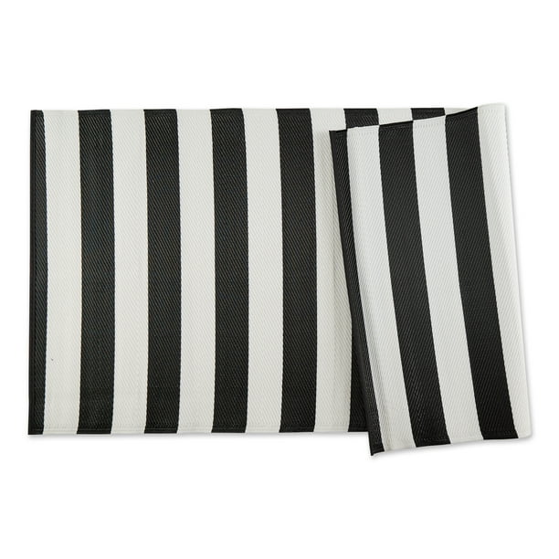 DII Black and White Stripe Outdoor Rug 5x8 Ft