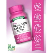 Ultra Hair Skin and Nails Vitamins | 60 Coated Caplets | With Biotin and Collagen | by Nature's Truth