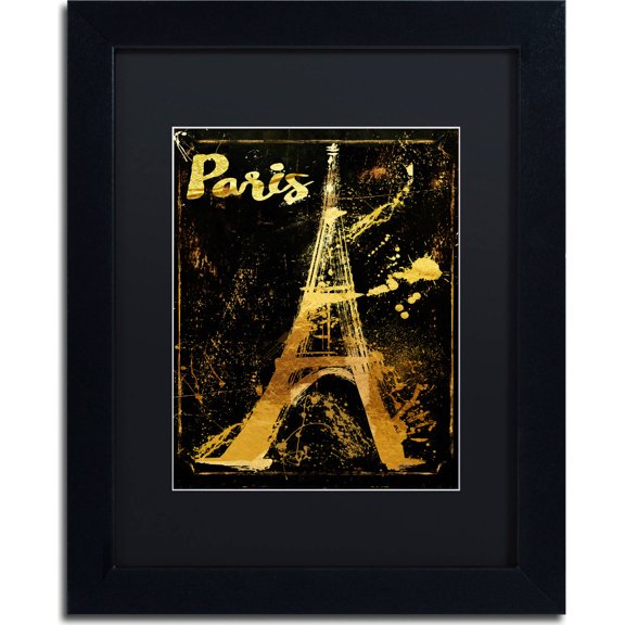 Trademark Fine Art "Gold Eiffel" Canvas Art by Color Bakery, Black Matte, Black Frame