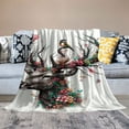 thumbnail image 2 of WYYP Bed Watercolor Deer Big Antlers Flowers and Birds on The Horns Flannel Blanket White, 2 of 6