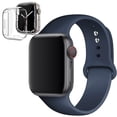 thumbnail image 1 of LEIXIUER Silicone Watch Band and Case for Apple Watch Bands 42mm with Silicone Clear Case Screen Protector Cover for Apple Watch Series 3 2 1,Midnight Blue, 1 of 6
