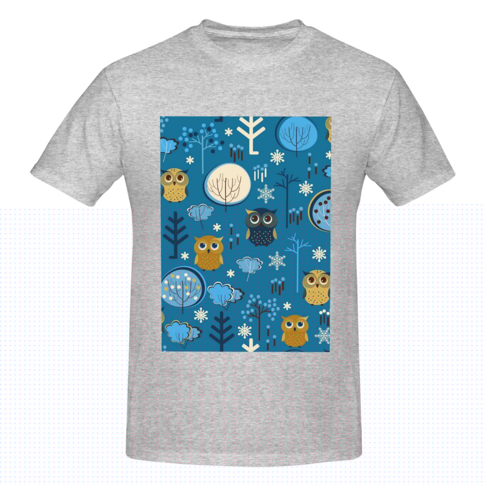 thumbnail image 4 of Bingfone Cute Colorful Owls And Trees Men'S Loose Fit Short-Sleeve Pocket T-Shirt, 4 of 7