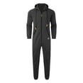 thumbnail image 6 of Mens Rompers for Adults Men's Autumn Winter Warm Splicing Casual Hooded Zipper Solid Pocketed Jumpsuits Mens Jumpsuit Dark Gray XXXL, 6 of 6