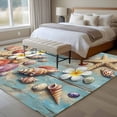 thumbnail image 5 of Summer Coastal Washable Living Room Rugs 6'x9', Beach Starfish Conch Flower Blue Wood Board Low Pile Throw Large Area Rug Non-Slip Sturdy Edge Binding Carpet for Dining Room Kitchen Office, 5 of 9