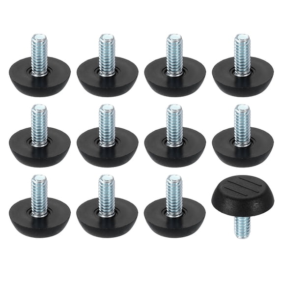12Pack 1/4 Thread Furniture Feet Levelers, 23x15 Adjustable Leveling Screw, Black