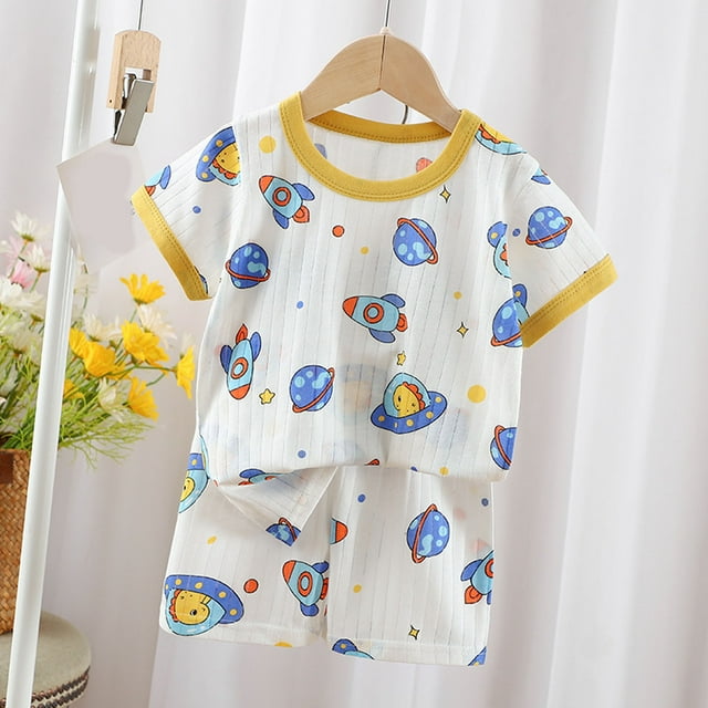 LSLJS Ensemble de Mode pour Filles Manches Courtes Col Rond Imprimé Bouton Short Vêtements d'Été Vêtements pour Enfants Tendance 2024