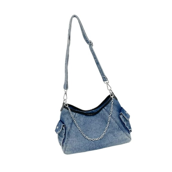 AOOOWER Roomy Jean Crossbody Purse For School Adjustable Strap Lightweight Shoulder Bag
