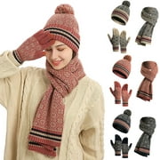 Leaveforme Women Winter Warm Set - Winter Hat Scarf Gloves Slouchy Beanie Snow Knit Skull Cap Scarves for Women