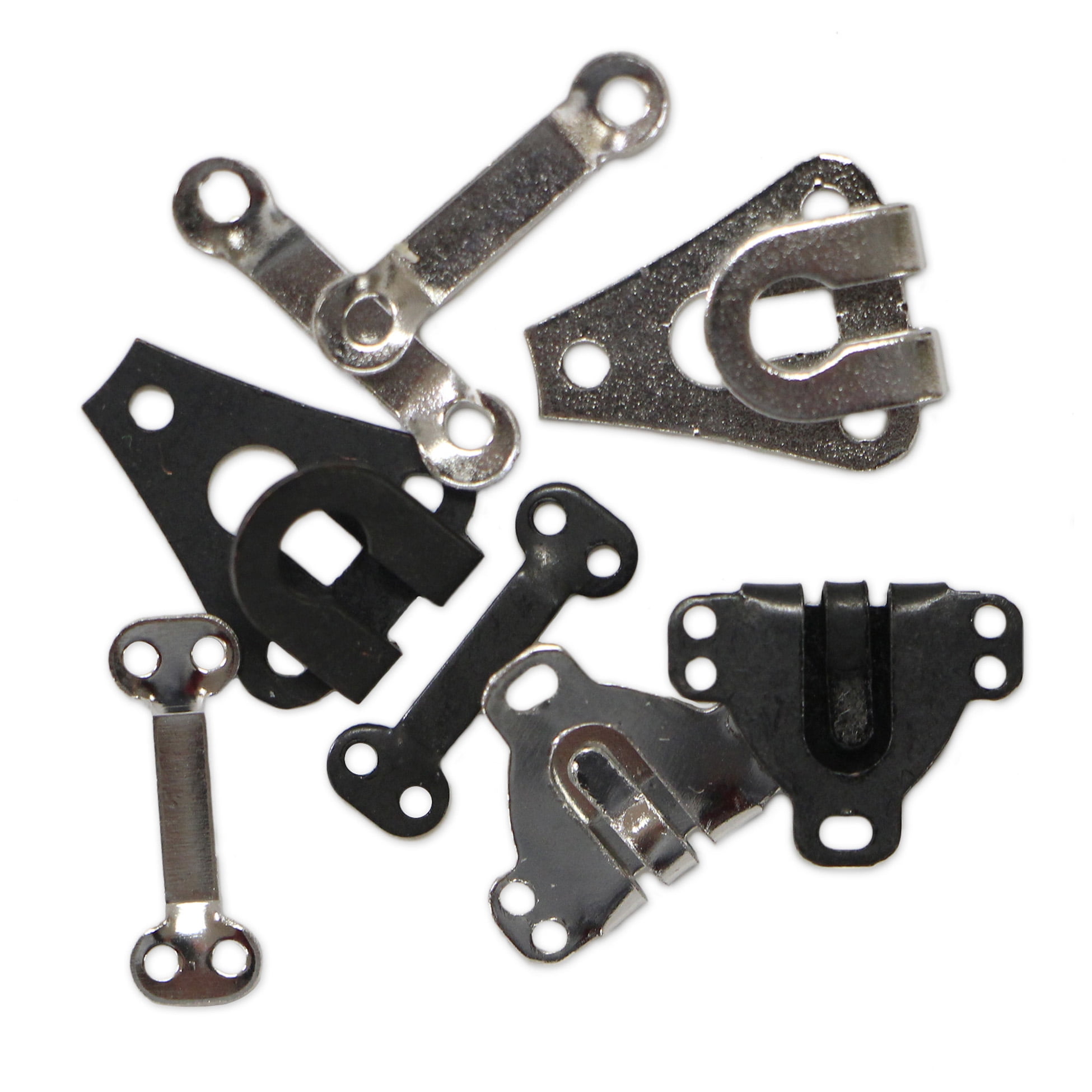 UNIQUE CREATIV Assorted Pant Hook & Bar Sets — 12 Sew‑On Closures, Black & Silver, 12 sets