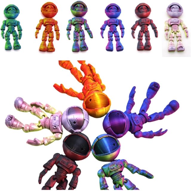 Astronaute Squelette Imprimé 3D Futuriste - Collection Unique - pour Décoration Maison & Bureau pour Amateurs d'Espace (Rouge Bleu)