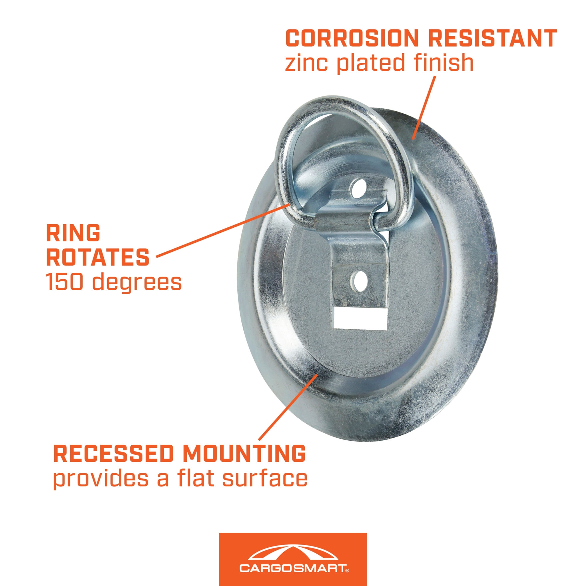 CargoSmart Surface Mount Light-Duty D-Ring, 4-Pack