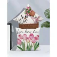 thumbnail image 4 of 4pcs Spring Floral Pillow Covers Pink Farmhouse Floral Letter Decor Polyester Fabric Zippered Single Sided Printed Throw Pillow Cases Spring Home Decor, 4 of 4