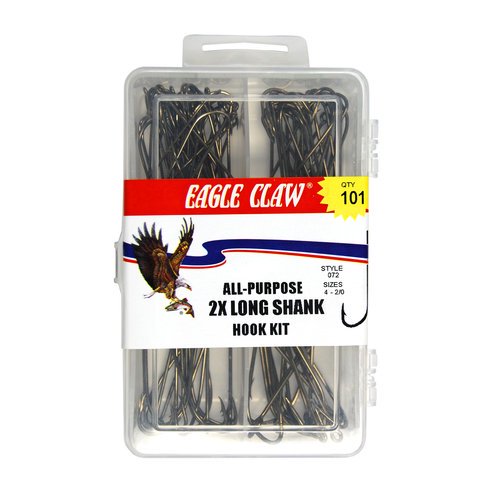 Eagle Claw AllPurpose 2X Long Shank Offset Hook Assortment, Bronze, 101 Piece