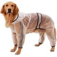 thumbnail image 1 of Dog Raincoat with Legs,Transparent Four-legs Large Dog Raincoats Waterproof with Reflective Strips & Hood Jumpsuit, 1 of 5