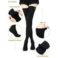 thumbnail image 2 of BadPiggies 2 Pairs Extra Long Cotton Thigh High Socks Over the Knee High Boot Stockings Womens Leg Warmers (Black+Gray), 2 of 7