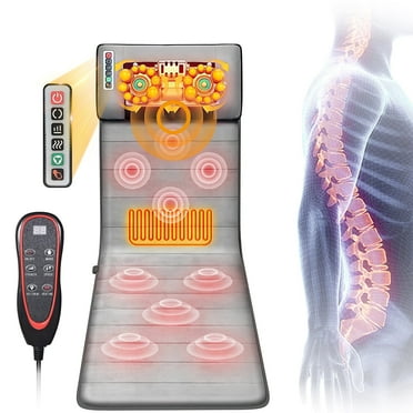 Ikristin Full Body Massage Mat with Heat 10 Neck Shiatsu Kneading Massage Heads, Multifunctional Electric Heated Massage Chair Back Pad for Back Lumbar Leg Pain Relief, Mother's Day