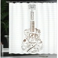 thumbnail image 4 of Ambesonne Music Shower Curtain, Instrument Tambourine Trumpet, 69"Wx84"L, White Chocolate, 4 of 5