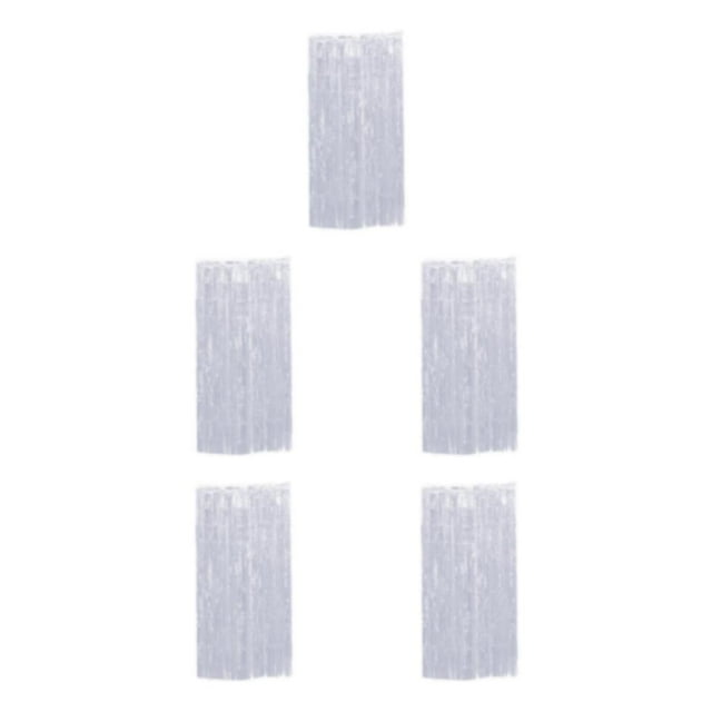 Redempat Non-toxic Foil Curtain For Vibrant Wedding Backdrop Anniversary Fringe Curtain Silver 5Set