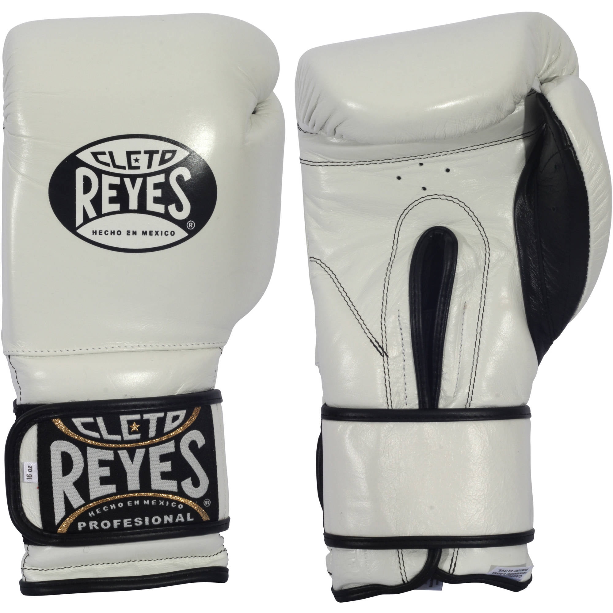 White Cleto Reyes Hook and Loop Leather Training Boxing Gloves 