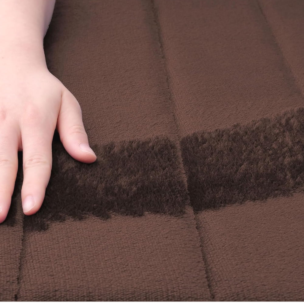 Soft Memory Foam Bathroom Rugs Absorbent Non-Slip PVC Backing 20" x 32" Brown Bath Mats Machine Washable
