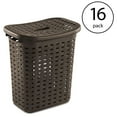 thumbnail image 2 of Sterilite Plastic Wicker Weave Laundry Hamper Bin with Lid, Brown (16 Pack), 2 of 4