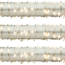 Gerson Set of 3 10 ft Battey Operated Warm White Micro Light String on Silver Wire