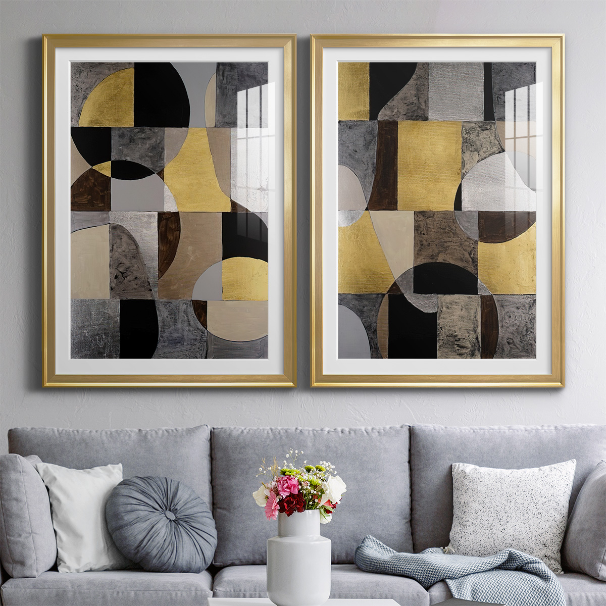 Wexford Home Neutral Framework I Premium Framed Print, 26.5" x 36.5" - Ready to Hang, Gold (Set of 2)