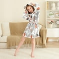 thumbnail image 3 of FORMRS Niños Bathrobe Unisex Hooded Robe Soft Plush Pajamas Sleepwear, Size 7-9T, Snow Cartoon Houses, 3 of 7