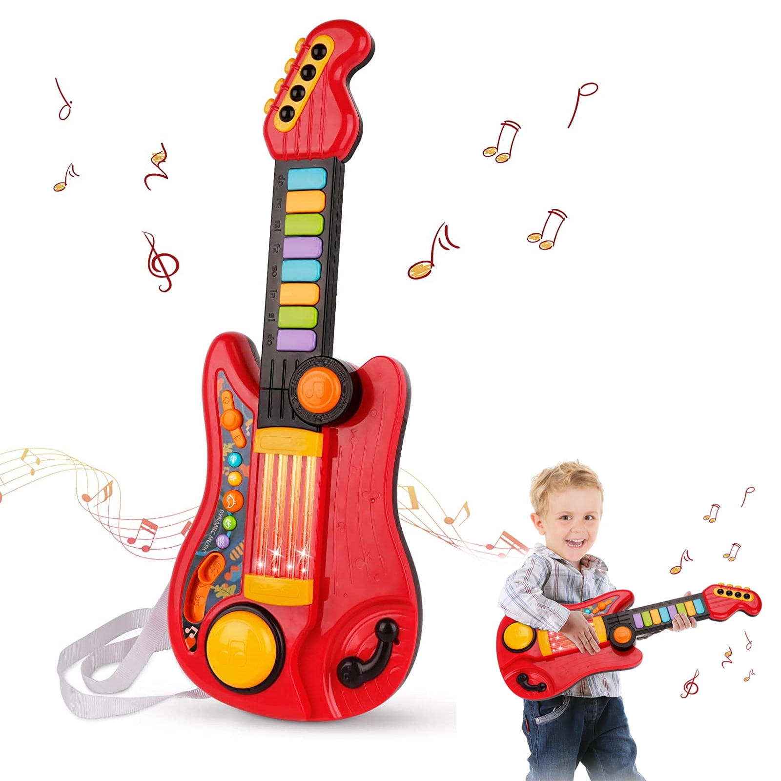 Kids Guitar,Kids Electric Guitar Toy for Boys Girls,Toddler Guitar,2 in 1 Electric Toy Guitar