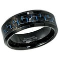 thumbnail image 2 of Black IP Tungsten Wedding Ring - Band for Mens & Womens - 8mm Black & Blue Carbon Fiber Inlay - 2-Tone Comfort Fit Tungsten Carbide Ring TN770s9.5, 2 of 3