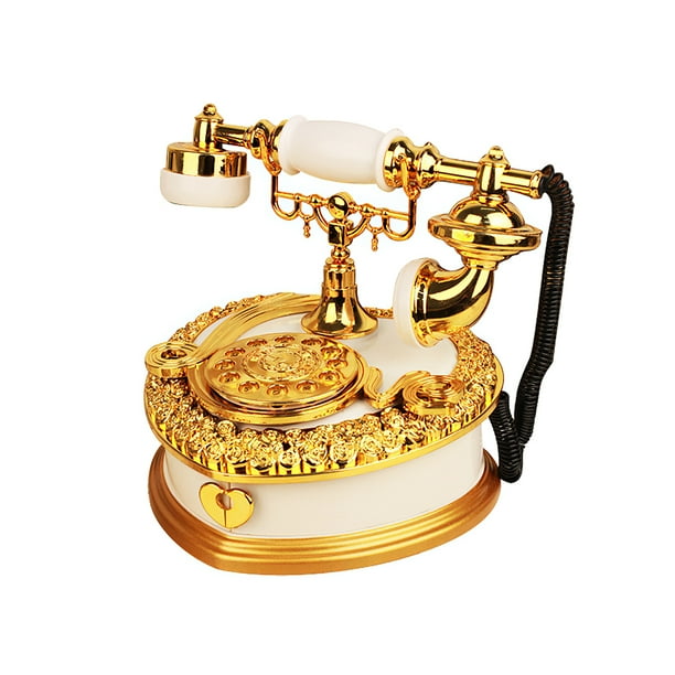 Caja De Teléfono Retro Caja De Joyería Caja Musical Caja De Adorno En Forma De Corazón Caja De Música De Teléfono Antiguo Para Decoración Del Hogar Sweethay HA025202-01