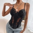 thumbnail image 3 of Camisola de encaje con ajuste de correa para el hombro, camisola sin mangas suave y cómoda para mujer para fiestas, compras, viajes, negro L, 3 of 8