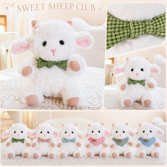 Cute Lamb Stuffed Animal with Cozy Fleece and Floral Accent, Soft Plush Toys for Student Girl Or, Easter Gift for Girls and Boys, 1 Pack Plushie