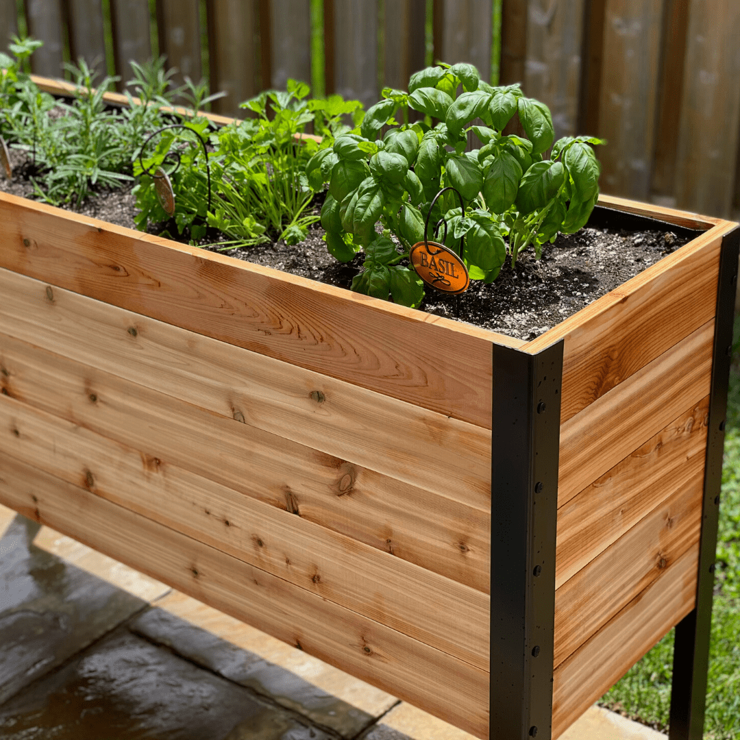 Cedar Planters 18" x 48" Outdoor Raised Garden Bed - 100% Canadian Western Red Cedar Elevated Planter Kit, 30" Tall