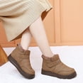 thumbnail image 3 of High Top Winter Boots for Women Hook and Loop Slip on Snow Booties Casual Furry Lined Platform Ankle Boots Khaki Size 8.5, 3 of 7