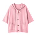 thumbnail image 4 of SONXAHE Womens Hooded Three Quarter Sleeve Button Knit Cardigan Open Front Casual Sweater Coat, 4 of 4