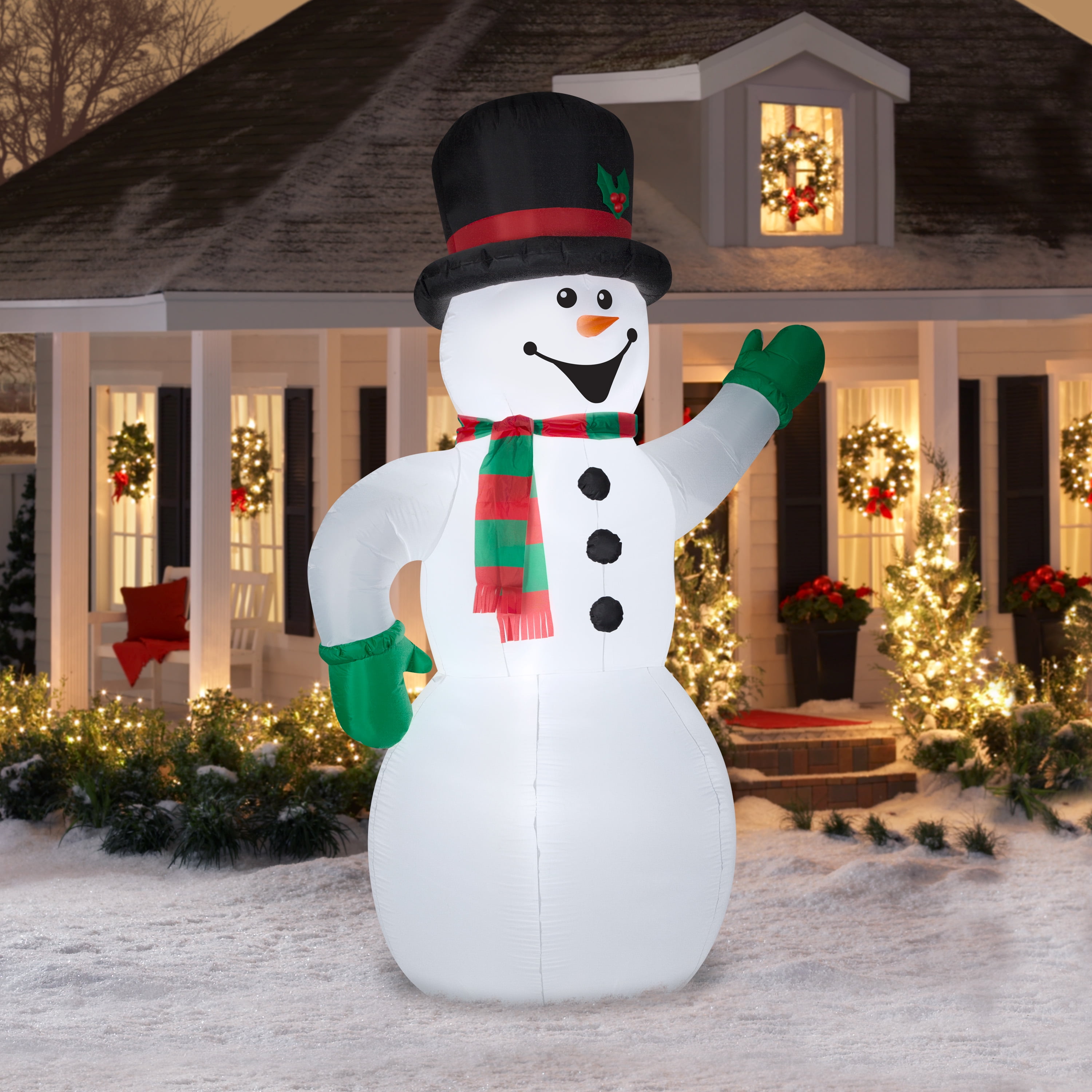 10 Ft. Airblown Inflatable Christmas Lit Snowman Decoration Outdoor ...