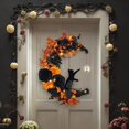 thumbnail image 2 of Letreros de Halloween con forma de luna, coronas de puerta, rosas góticas, gatos negros, guirnalda, adorno de puerta delantera, decoraciones de Halloween, letrero de bienvenida, 2 of 4