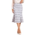 thumbnail image 1 of Falda Midi de Tweed INSPIRE CHIC para Mujer con Cinturón de Cuadros, Falda Cuerpo Ajustado de Cola de Pez XL Rosa, 1 of 5