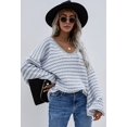 thumbnail image 2 of Womens Sweaters Pullover Oversized Deep V Neck Off Shoulder Tops Long Sleeves Loose Knit Sweater, 2 of 6