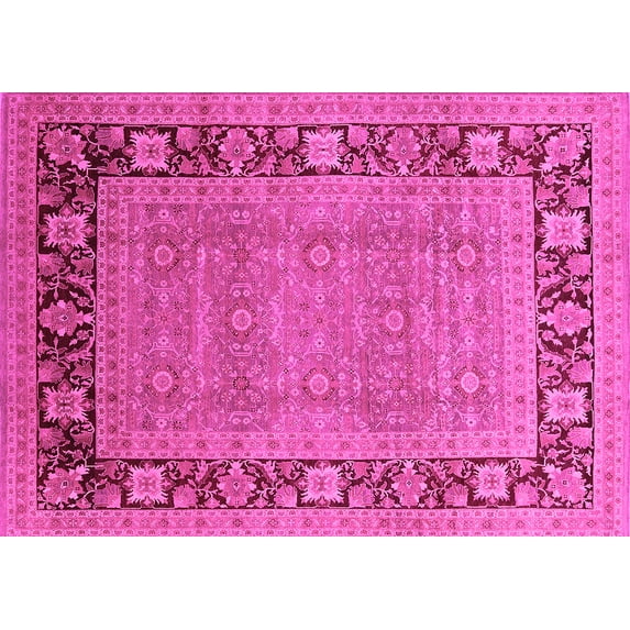 Ahgly Company Indoor Rectangle Oriental Pink Industrial Area Rugs, 7' x 10'